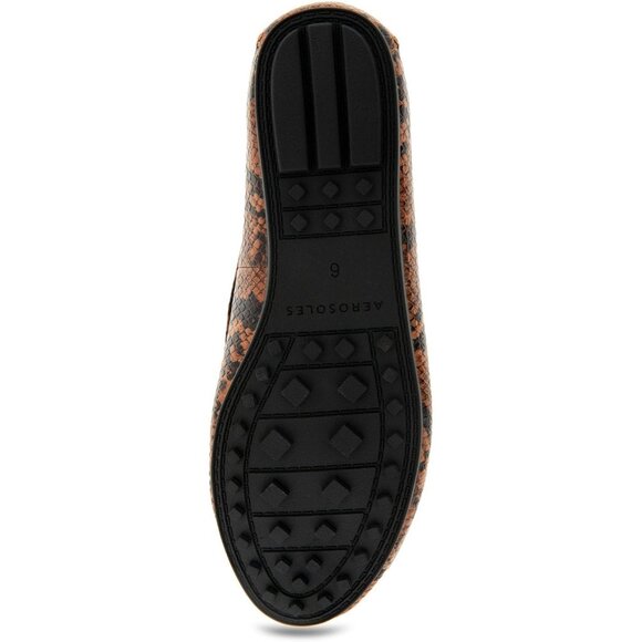 Aerosoles Women Tan Printed Closed Rounded Toe Over Drive Flats Loafer Shoes - Picture 4 of 7